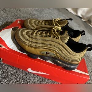 Nike Gold and Black Air Max 97 Shoes